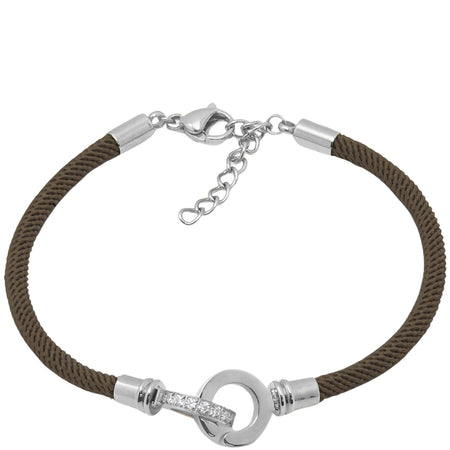 ZAG Cordon Silver & Brown Cord Bracelet