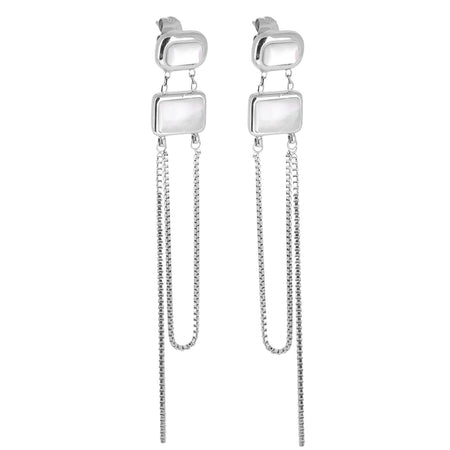 ZAG Double Chain Drop Silver Earrings