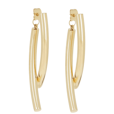 Gold hoop earrings on a white background