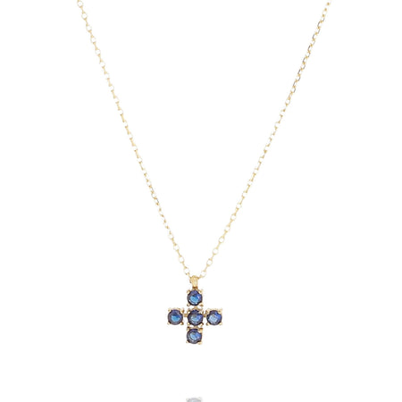 ZAG Gold & Blue Crystal Pendant Necklace