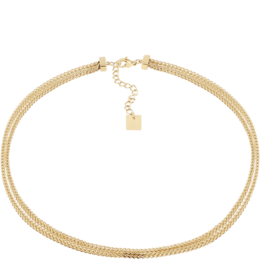 Gold necklace on a white background