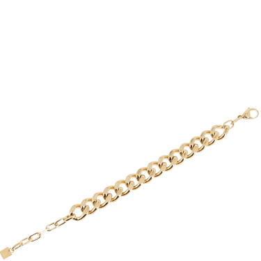 Gold chain bracelet on a white background