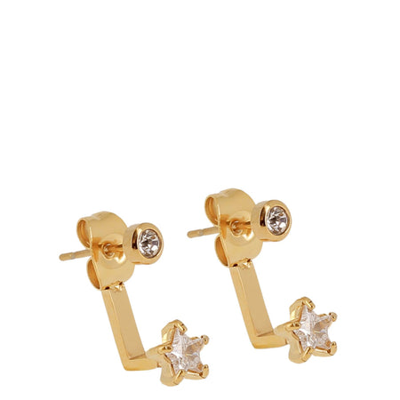 ZAG Gold Clear Crystal Star Cuff Earrings