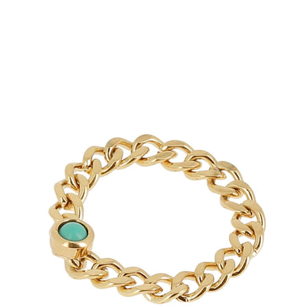 ZAG Gold Curb Chain Turquoise Stone Ring