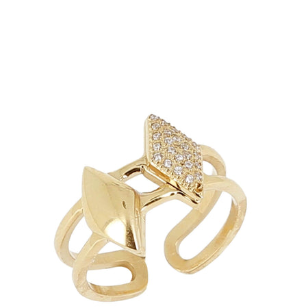 ZAG Gold Diamond Double Band Ring