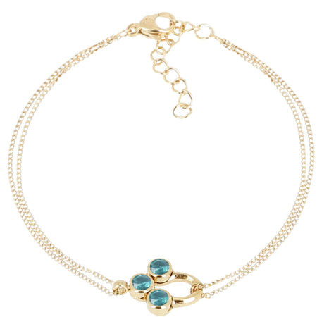 ZAG Gold Fine Three Turquoise Stone Bracelet