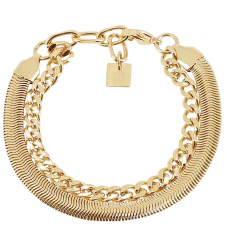 ZAG Gold Flat Snake & Curb Chain Bracelet