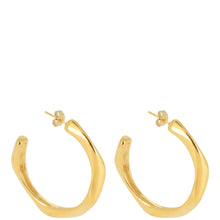 Gold hoop earrings on a white background