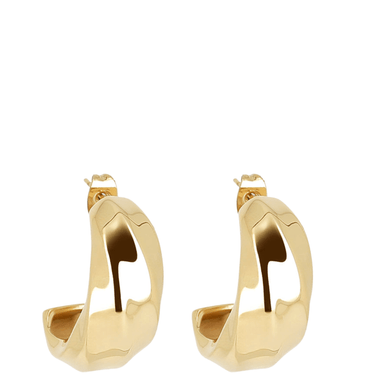 Gold hoop earrings on a white background