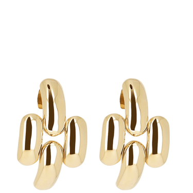 Pair of gold earrings on a white background