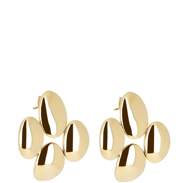 Gold hoop earrings on a white background