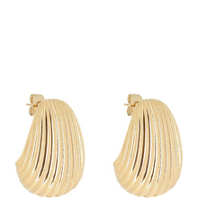 Gold hoop earrings on a white background