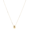 Gold necklace with a small pendant on a white background