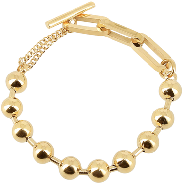 ladies gold bead bracelet with tbar