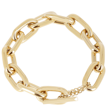 Gold chain bracelet on a white background