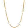 Gold chain necklace on a white background