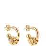 Gold hoop earrings on a white background