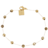 Gold bracelet with beaded design on a white background