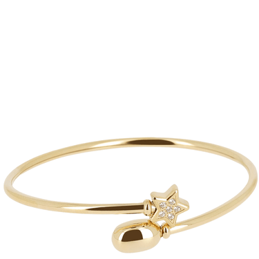Gold bracelet with a star-shaped charm on a white background