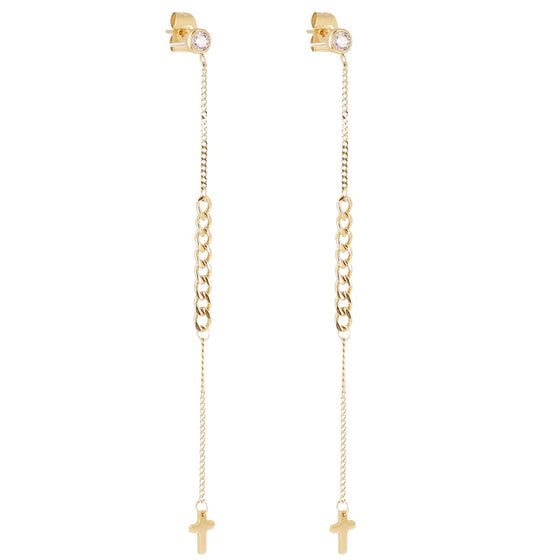 ZAG Gold Super Long Drop Earrings