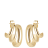 Gold hoop earrings on a white background