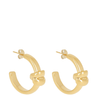 Gold hoop earrings on a white background