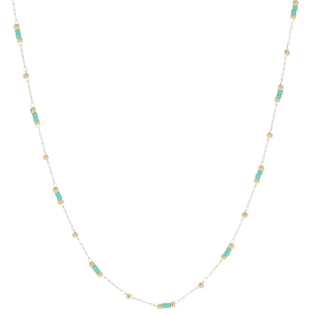 ZAG Gold & Turquoise Dainty Bead Necklace