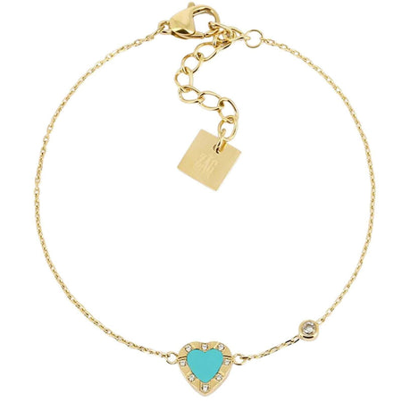 ZAG Gold & Turquoise Heart Bracelet