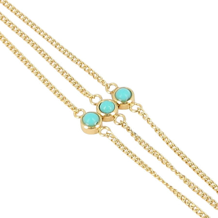 ZAG Gold & Turquoise Triple Bead  Bracelet