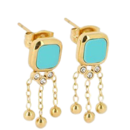 ZAG Rainy Gold Turquoise Small Drop Earrings