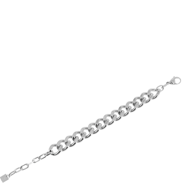 Silver chain bracelet on a white background