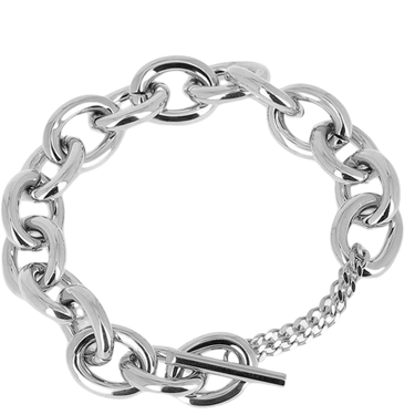 Silver chain bracelet on a white background