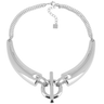 Silver necklace with a clasp on a white background