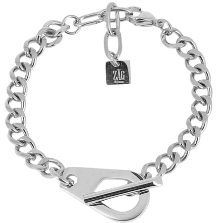 ZAG Silver Curb Chain T Bar Bracelet