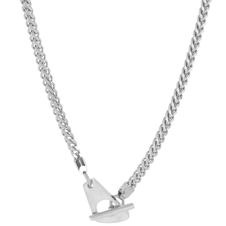 ZAG Silver Curb Chain T Bar Necklace