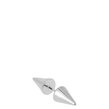 Silver spike earrings on a white background