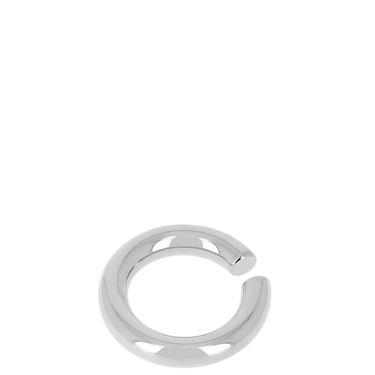 Silver split ring on a white background