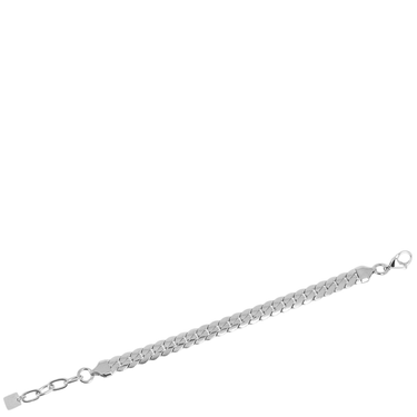 Silver chain bracelet on a white background