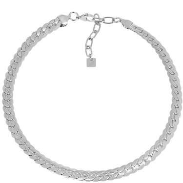 Silver chain bracelet on a white background