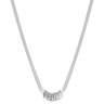 Silver necklace with a fringe pendant on a white background