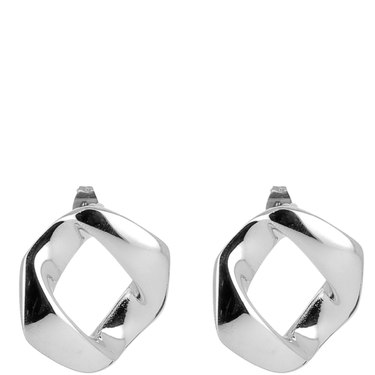 Pair of silver earrings on a white background