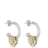 Hoop earrings with silver and gold rings on a white background