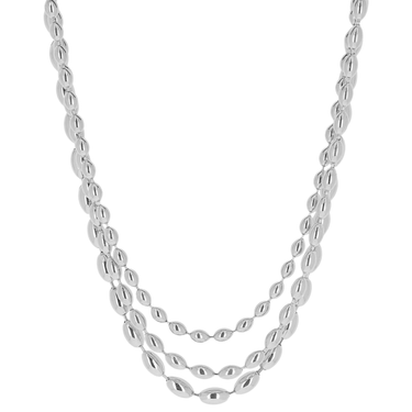 Silver chain necklace on a white background