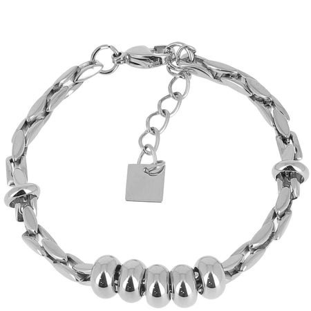 ZAG Silver Oval Link Fat Bead Bracelet