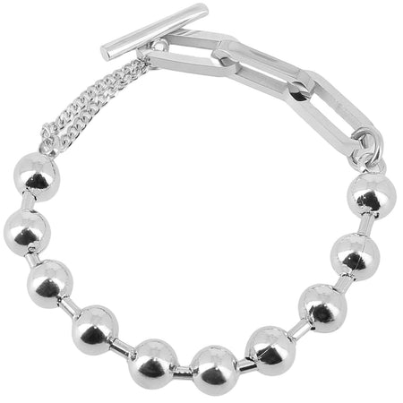 ZAG Silver Oval Link Multi Bead Bracelet