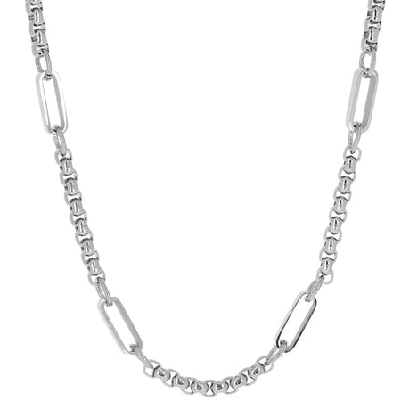 ZAG Silver Oval Pendant Link Necklace