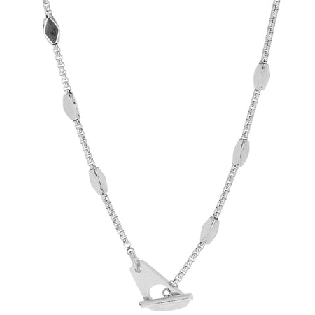 ZAG Silver Round Chain T Bar Necklace