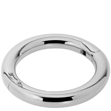Silver metallic ring on a white background