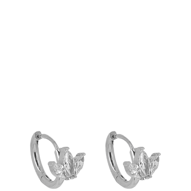 ZAG Silver Small Lotus Flower Hoop Earrings