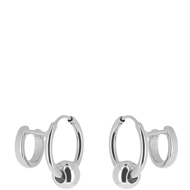 ZAG Silver Small Sphere Double Hoop Earrings